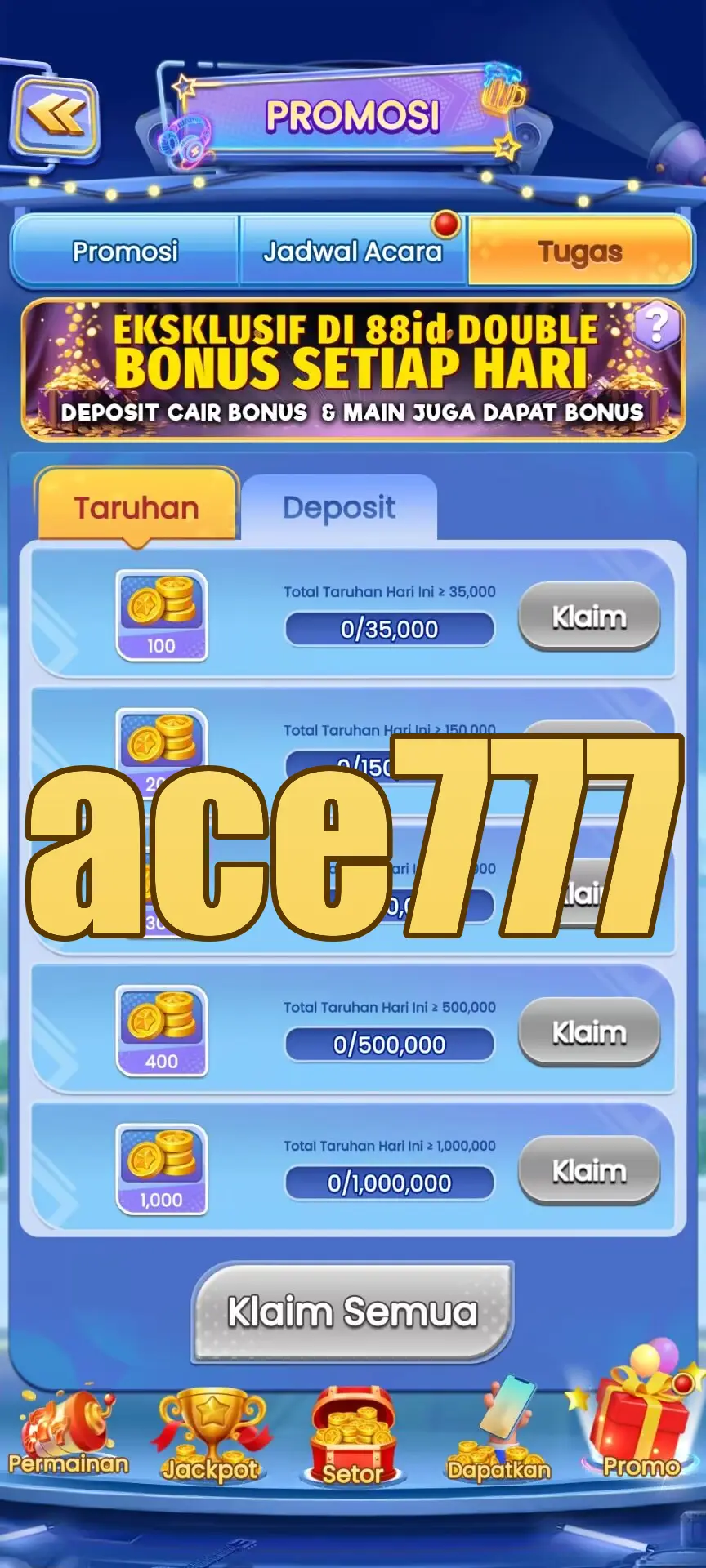 ace777 Tangkapan Layar - APK Resmi